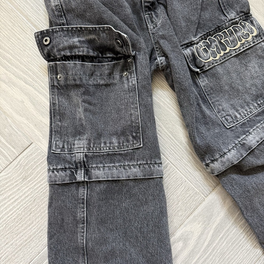 Empyre Tori Charcoal Wash Zip Off Cargo Skate Jeans Size 2 - Picture 5 of 9